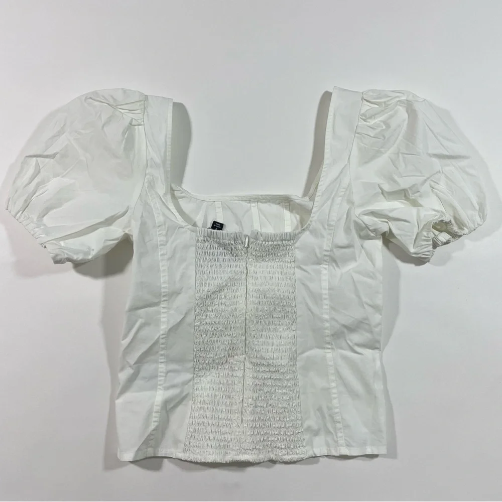 J Crew Puff Sleeve Squareneck Top Cotton BR057